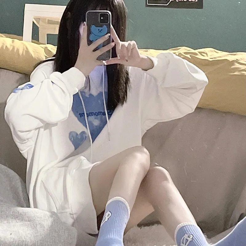 Jiashucheng Áo Khoác Hoodie Mỏng Tay Dài Dáng Rộng Phong Cách Preppy Nhật Bản Kiểu Mới Cho Học Sinh Nữ