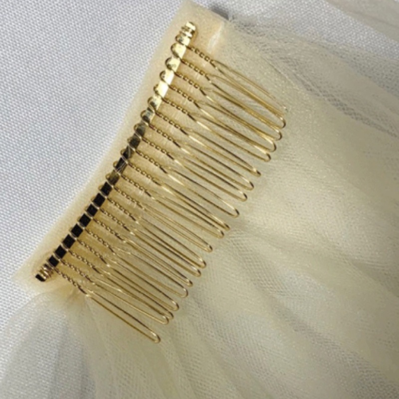 Mạng Che Mặt Bằng Vải Tuyn 2 Tầng Màu Trắng / Đen Cho Cô Dâu