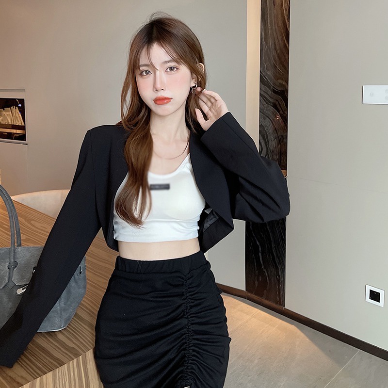 Áo Khoác Blazer Màu Trơn Siêu Ngắn Phong Cách Hàn Quốc Thời Trang Cho Nữ | BigBuy360 - bigbuy360.vn