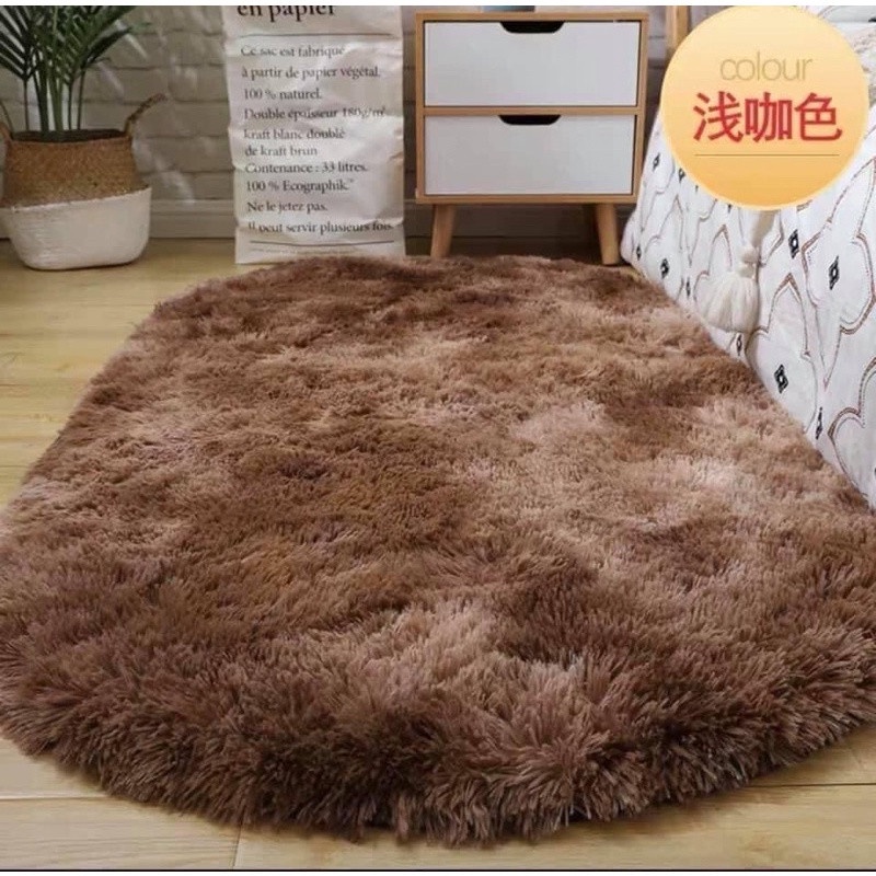 Thảm Lông Loang Oval Trải Sàn, Lót Sàn Phòng Ngủ, Phòng Khách