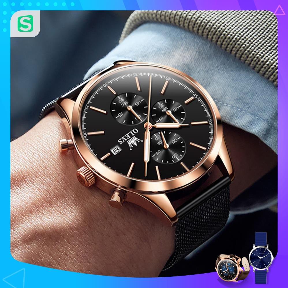 Đồng hồ nam chính hãng OLEVS 2881 Lịch dây đeo bằng thép không gỉ Có chức năng phát sáng chống thấm nước