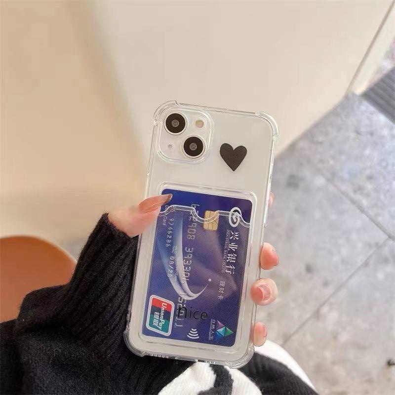 Ốp Điện Thoại Silicon Mềm Trong Suốt Chống Sốc Có Ngăn Đựng Thẻ Cho IPhone 13 12 11 Pro XS Max XR X