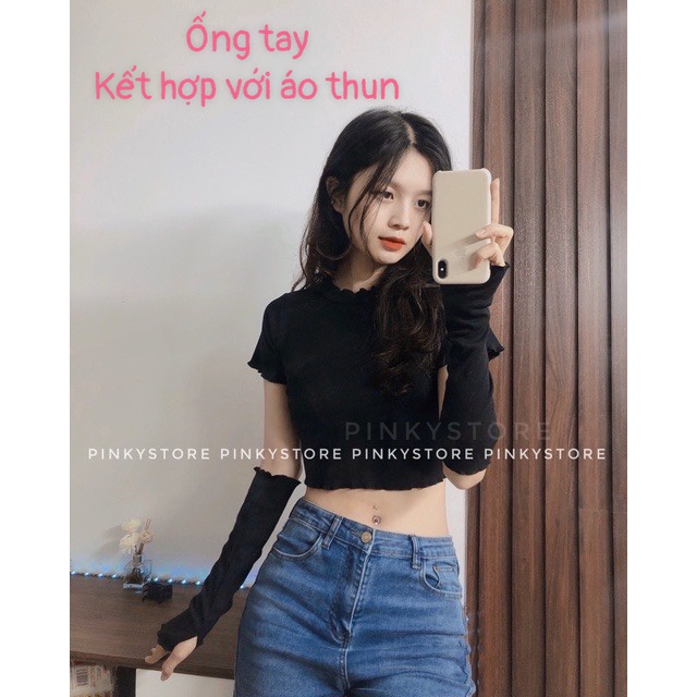 Găng tay xỏ ngón đen, ống tay xỏ ngón Phong Cách Harajuku Cá Tính Cho Nam Nữ
