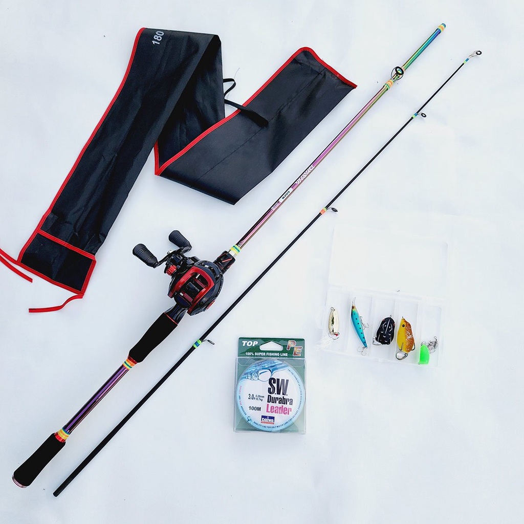 Bộ cần câu lure máy ngang titan Dyawa + Máy ngang Ares tặng kèm dây câu lure và bộ mồi câu b27