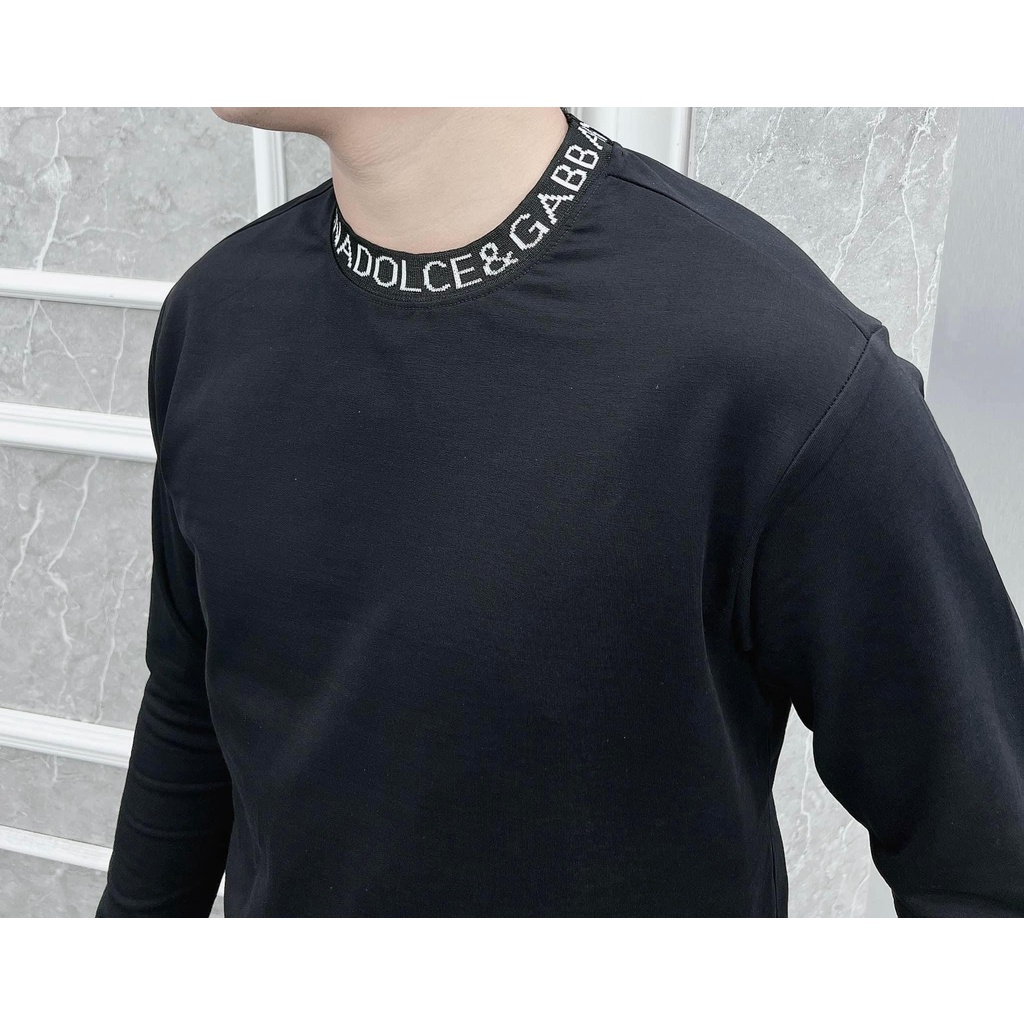Áo Nỉ Dài Tay Nam D&G Phối Họa Tiết Chữ Viền Cổ . Áo Nỉ Thu Đông Nam Nữ D&G Chất Nỉ Da Cá Mềm Mịn - MINH TÂY STORE