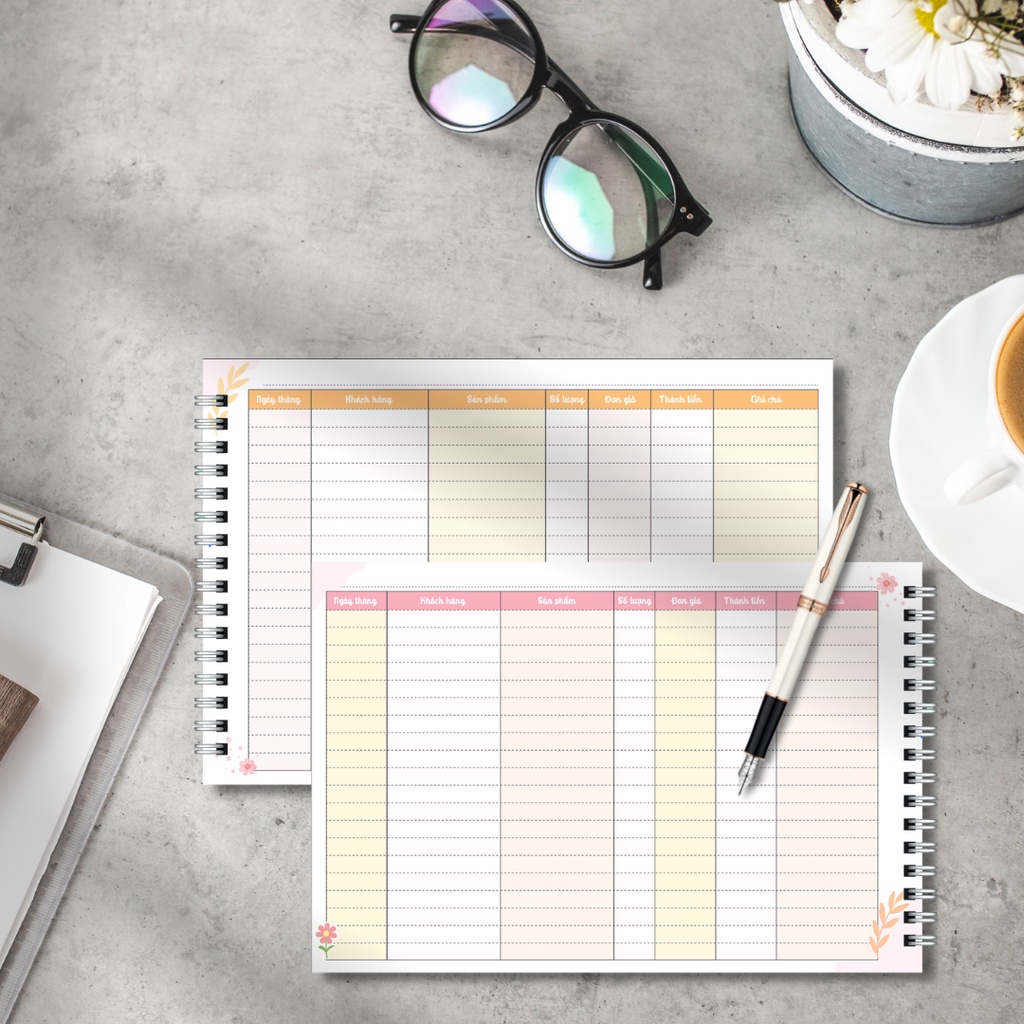 Sổ bán hàng - nhập hàng - thu chi 100 trang, in 2 mặt, size 21x15cm