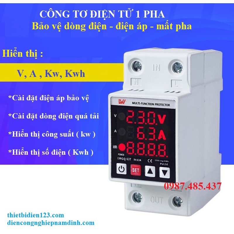 Công tơ điện tử đa chức năng - Bảo vệ mất pha trung tính - Bảo vệ quá tải - Đo số điện