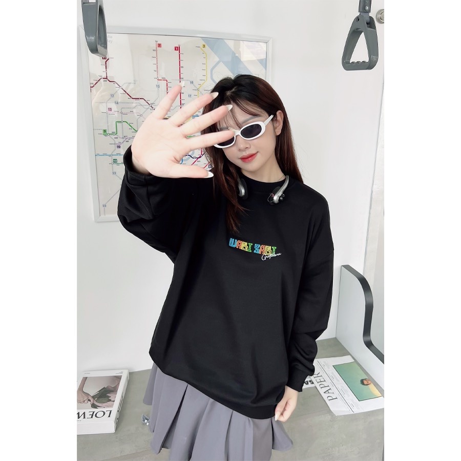 Áo Sweater chữ thêu WabiSabi nỉ cotton 100% chân cua chính phâm Unisex -WSSWT1