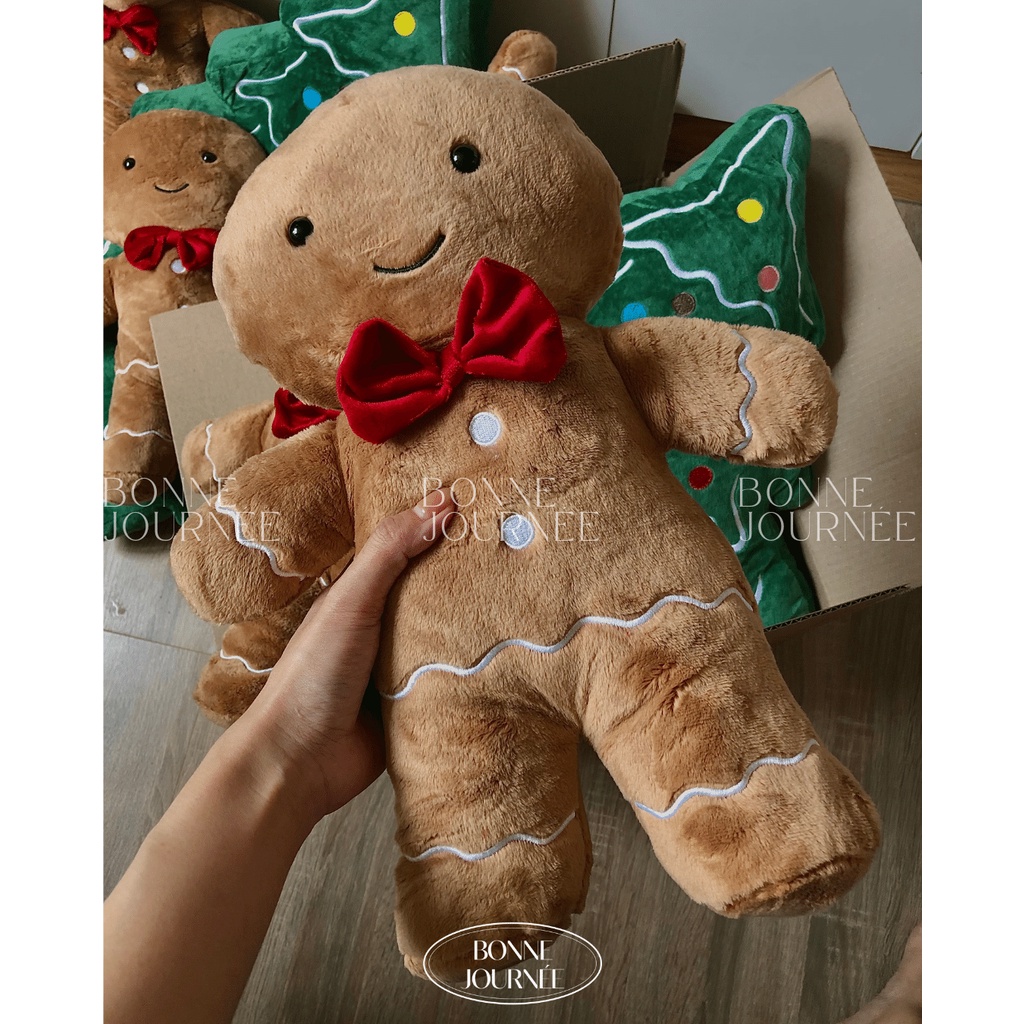 Gấu bông Giáng Sinh thêu hoạ tiết siêu mềm Bánh gừng và cây thông