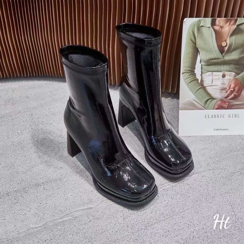 ❤️ Boots bóng cao gót cong 9cm đúp đế. hàng quảng châu full box