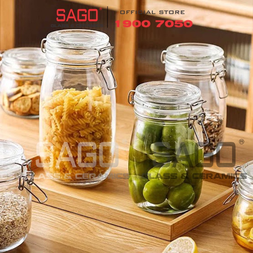 Hũ Thủy Tinh Gia Vị - Hũ Nắp Gài Gọng Thép Đa Dung Tích và Hình Dáng