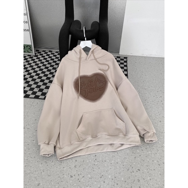 Áo hoodie nỉ bông unisex form rộng HEART cao cấp AN6252 by COCCACH