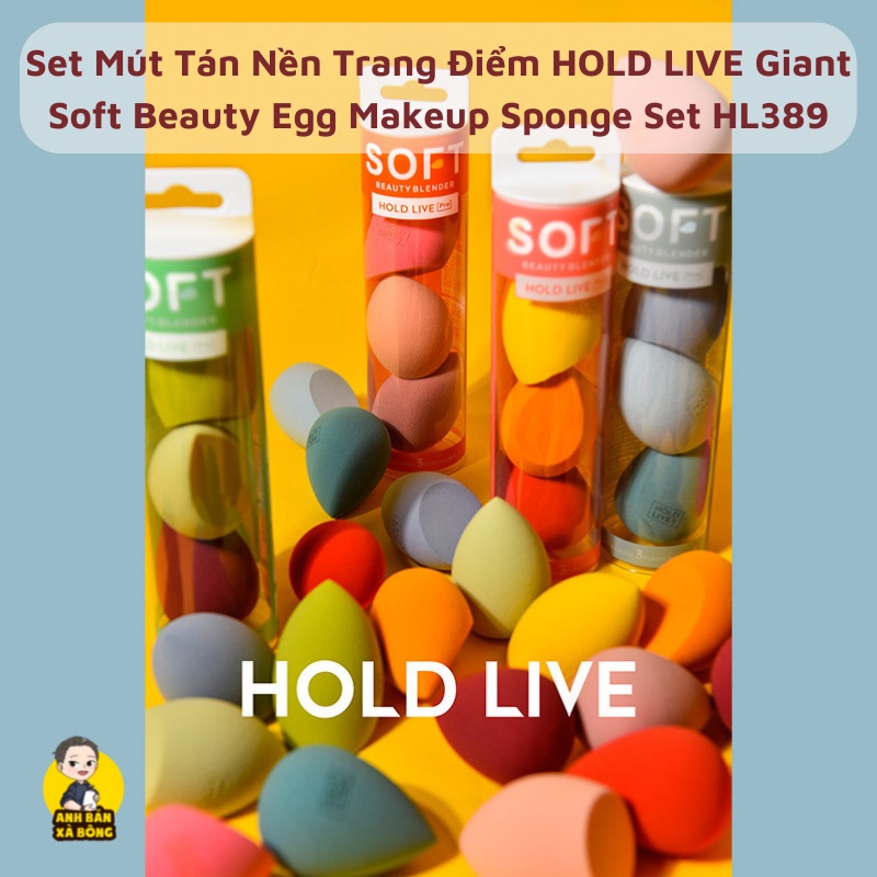 Set Mút Tán Nền Trang Điểm HOLD LIVE Giant Soft Beauty Egg Makeup Sponge Set HL389