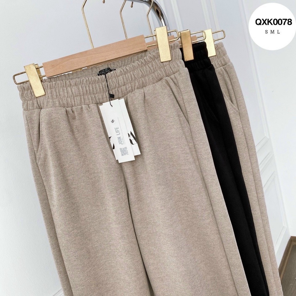 Quần dạ nữ dáng baggy cạp chun lưng cao trẻ trung năng động dáng công sở 2 màu đen nâu M209