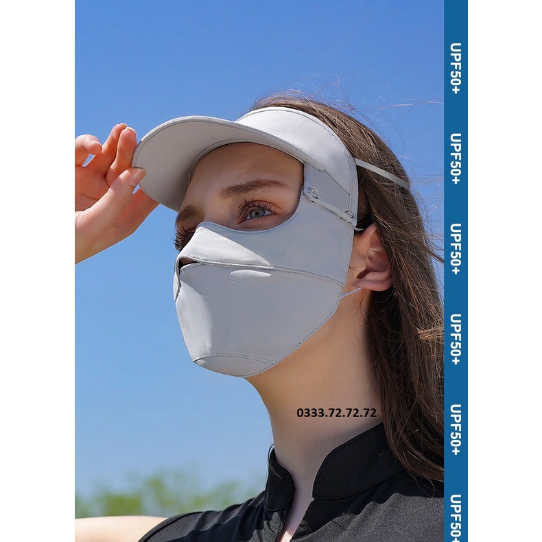 Khẩu trang toàn mặt, có mái che nắng làm mát UPF 35/50+ Ngăn Chặn 97% Tia UV, giặt được