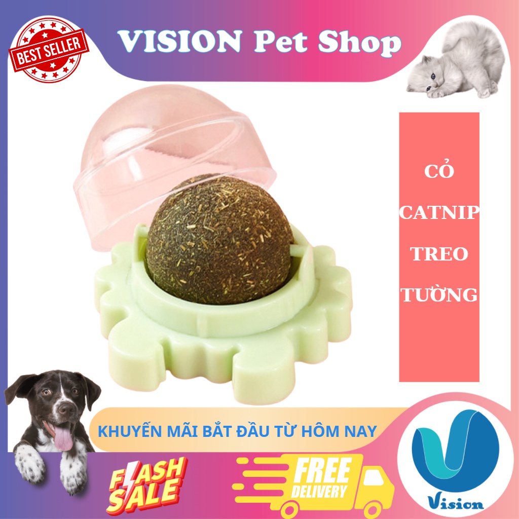 Cỏ Bạc Hà Gắn Tường Catnip Hình Cua Dạng Xoay Có Nắp Đậy Giúp Thư Giãn Tiêu Búi Lông Cho Mèo - Vision pet shop