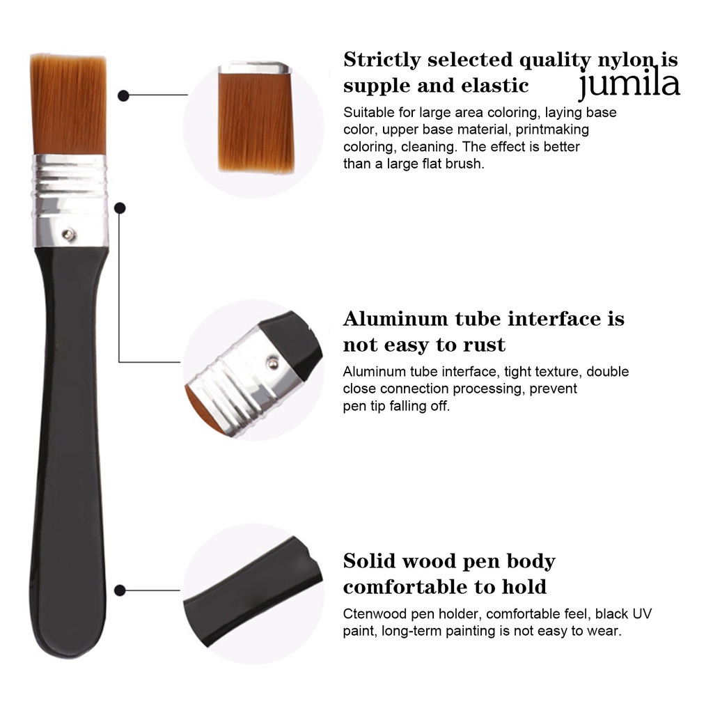 Cọ Vẽ Màu Nước Đầu Rộng Cán Gỗ Linh Hoạt Di Động Thoải Mái Có Thể Giặt Rửa Và Tái Sử Dụng