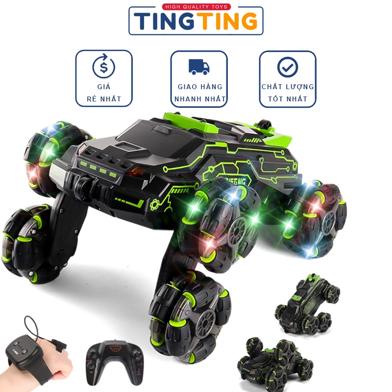 Đồ chơi trẻ xem siêu xe điều khiển từ xa bằng cử chỉ tay 6 bánh nhiều chức năng