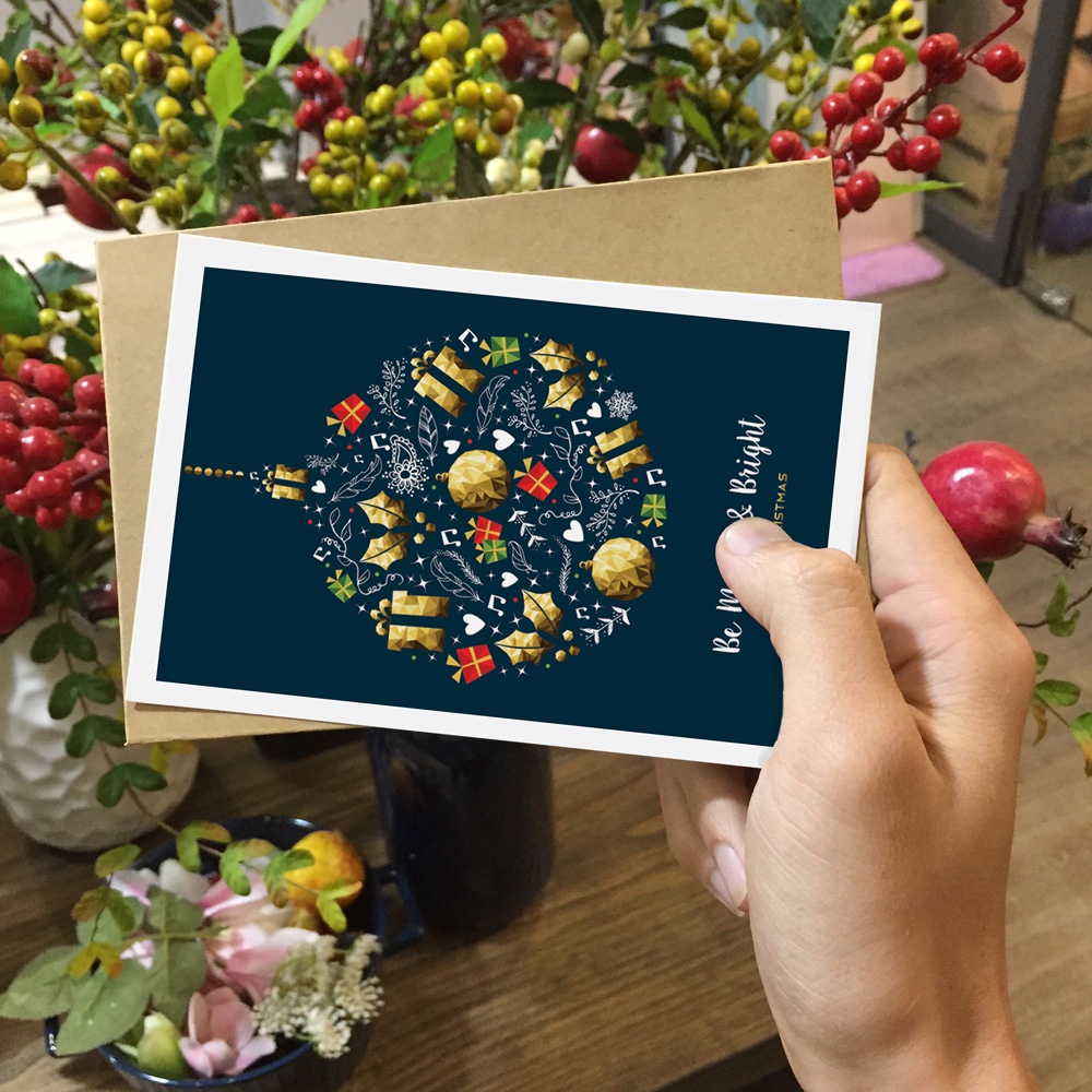 Thiệp giáng sinh, postcard trang trí noel, quà giáng sinh trang trí cây thông, postcard decor kích thước 10x15 - CHR3