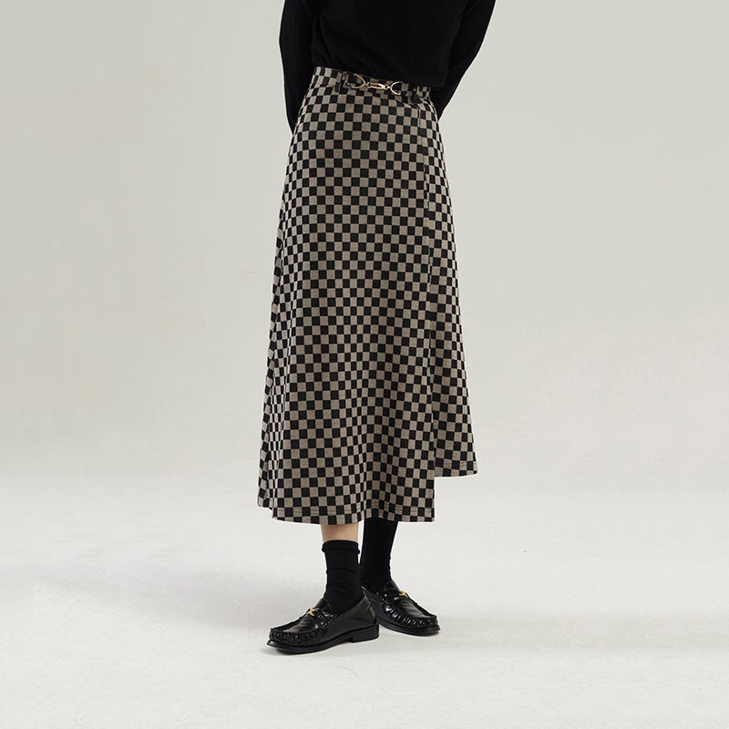 Chân Váy Chữ A Lưng Cao Họa Tiết Sọc Caro Phong Cách Hàn Quốc Thời Trang Cho Nữ