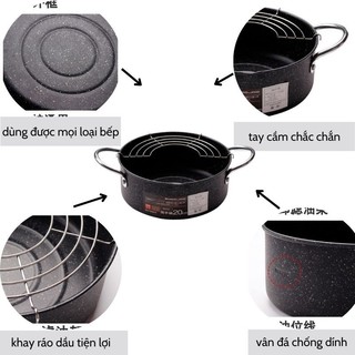 Nồi Chiên Chống Dính Emoojoo Nhật Size 20CM - Vân Đá