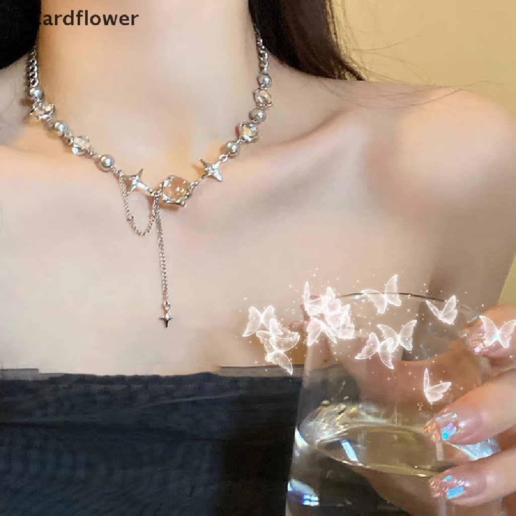 < Cardflower > Vòng Cổ Choker Dây Xích Hình Học Pha Lê Ngôi Sao Lấp Lánh Ánh Trăng Sáng Bóng Zircon Phong Cách Punk Hàn Quốc Làm Quà Tặng Cho Nữ Kỷ Niệm