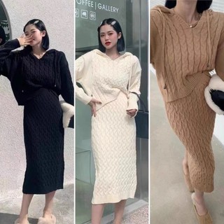 Set len thừng mũ chân váy dài hàng QC