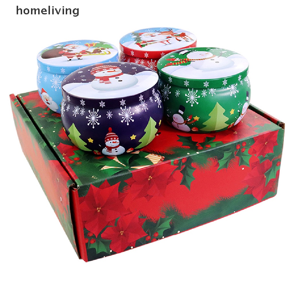 Hộp Thiếc Đựng Sáp Thơm Họa Tiết Giáng Sinh Di Động Tiện Dụng