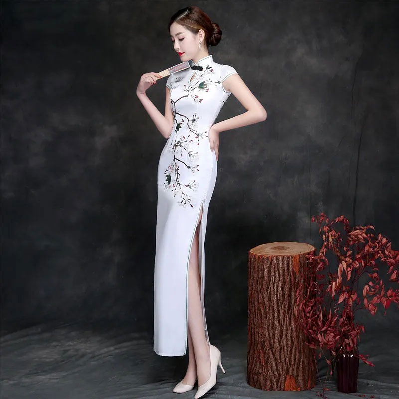 Đầm Sườn Xám Dài Vừa Thời Trang Cho Phụ Nữ Trung Niên