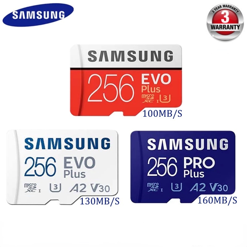 SAMSUNG Thẻ Nhớ Micro SD 256GB EVO Plus 256 GB Class10 TF Card C10 microsd UHS-I U3 + Adapter