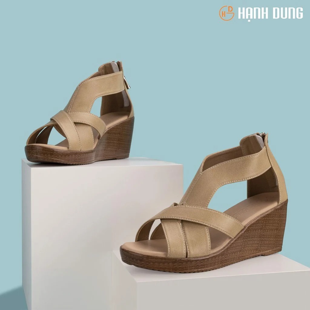Giày Sandal Xuồng Hạnh Dung HD2996AY ( Màu Kem-Đen-Bò )