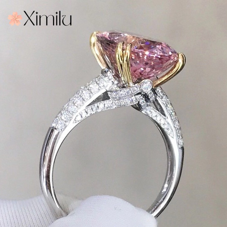 Nhẫn Đính Pha Lê Hồng Thiết Kế Sáng Tạo