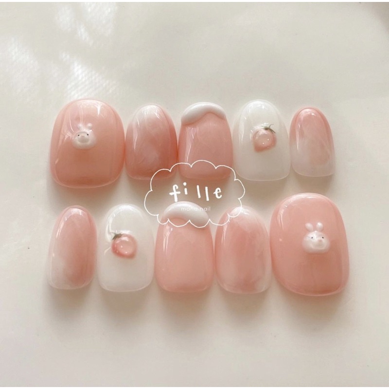 Nailbox Hely - Móng tay giả, móng úp thỏ hồng, lợn xinh phom ngắn