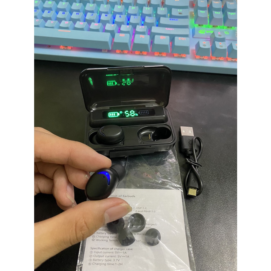 Tai nghe Bluetooth F9 Pro Phiên Bản Không Dây Cao Cấp Cảm Ứng Sạc Dự Phòng - Amoi Loại Mới