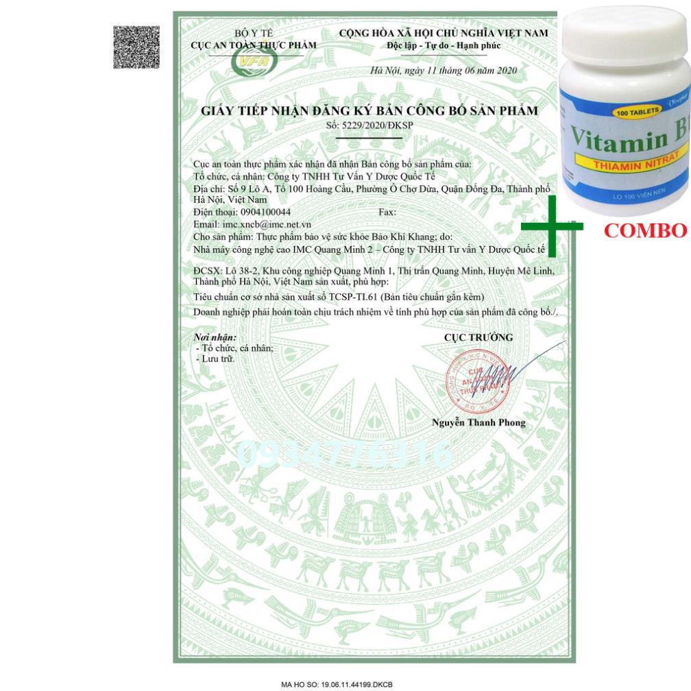 Combo Vitamin B1 chai 100 viên+ ✅ BẢO KHÍ KHANG - Bảo Vệ Chức Năng Hệ Hô Hấp