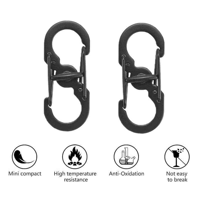 1 Móc Khóa Carabiner Đôi Chữ S Bằng Thép Không Gỉ Chống Rỉ Dùng Cho Các Hoạt Động Ngoài Trời