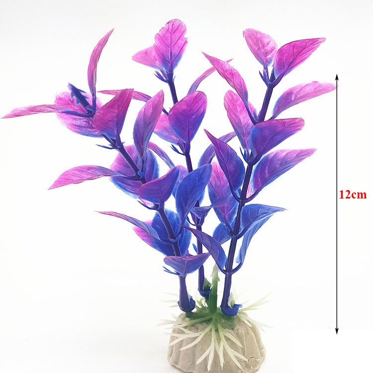 Trang trí bể cá, hồ cá Mô hình cây rong nhựa nhiều màu sắc cao 12 cm TS43