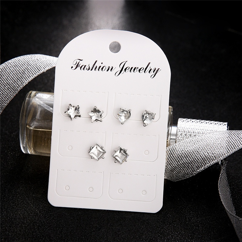 Set 3 Đôi Bông Tai Hình Ngôi Sao / Trái Tim Đính Đá Thời Trang Cho Nữ