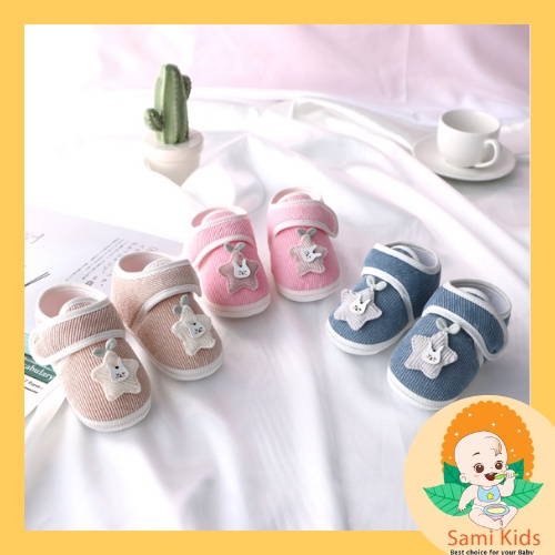 Giày tập đi cho bé trai bé gái sơ sinh, giày búp bê vải cho trẻ 1 tuổi SAMI KIDS