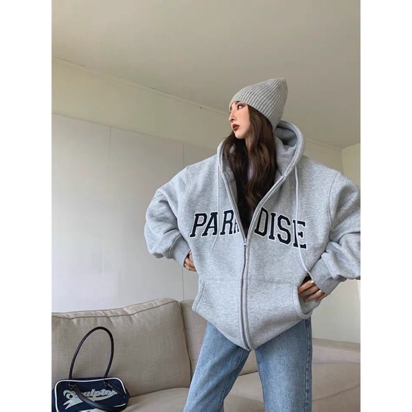 Áo khoác hoodie zip chất nỉ bông in hình DISE