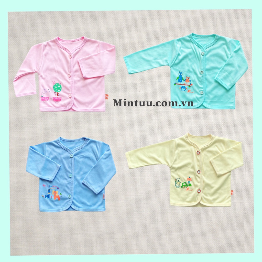 Áo thu đông màu tay dài cho bé 0 - 2 tuổi, vải Interlock, thương hiệu MINTUUU