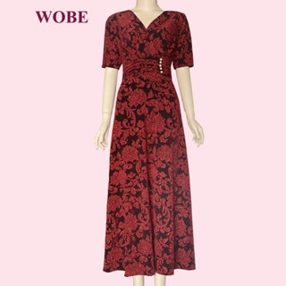 Đầm dạ hội trung niên dự tiệc sang trọng vải kim tuyến nhũ kim sa tặng mẹ co giãn bigsize 80kg DN04 - WB WOMAN & BEAUTY