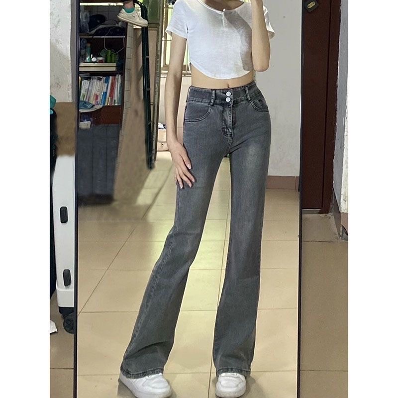 Quần ống loe nữ màu đen xám khói