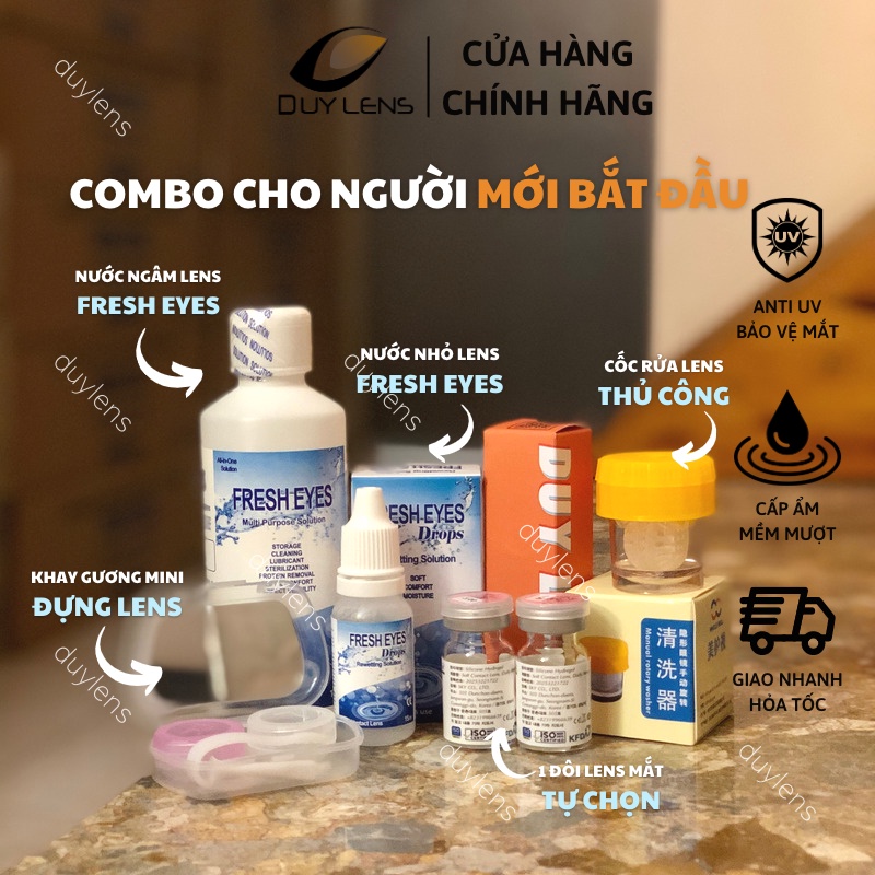 Combo lens mắt Hàn Quốc - Set trọn bộ kính áp tròng DUYLENS