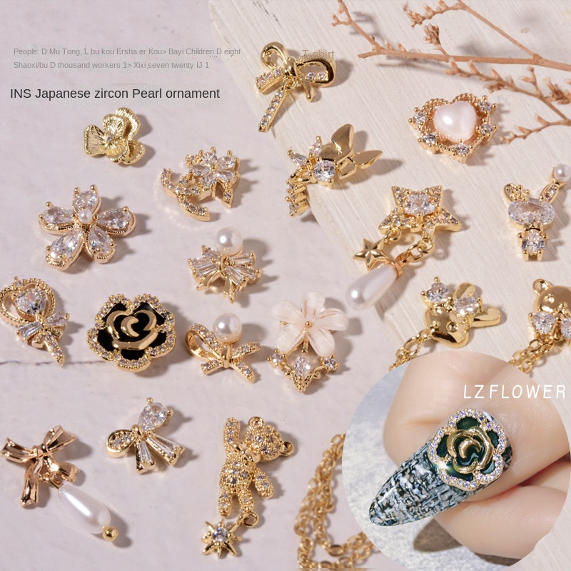 Phụ Kiện Trang Trí Móng Tay Đính Ngọc Trai Xinh Xắn Cho Nữ