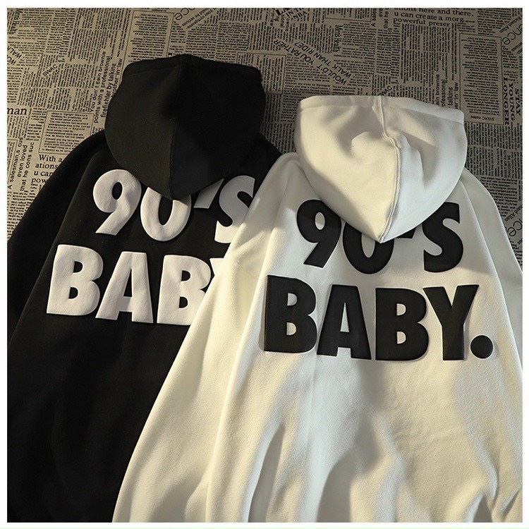 Áo khoác hoodie nam nữ 90s BABY form rộng, áo hoodie thời trang hàn quốc