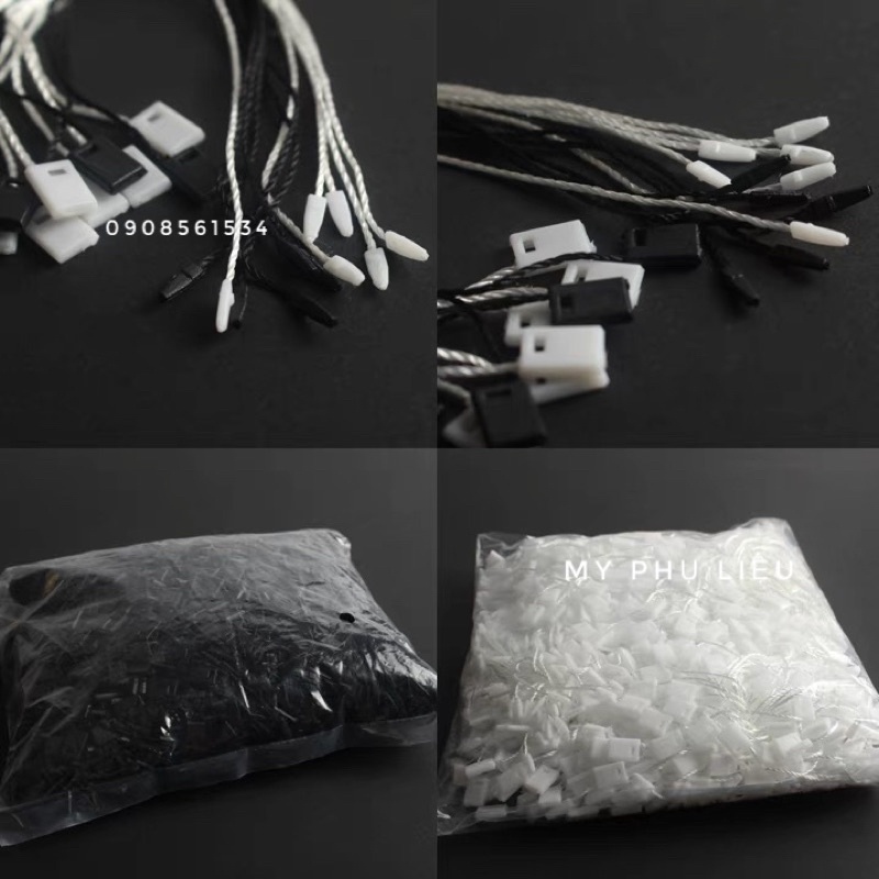 Dây tag treo nhãn mác khoảng 950-1100 sợi TRẮNG ĐEN - có sẵn MyPhulieu