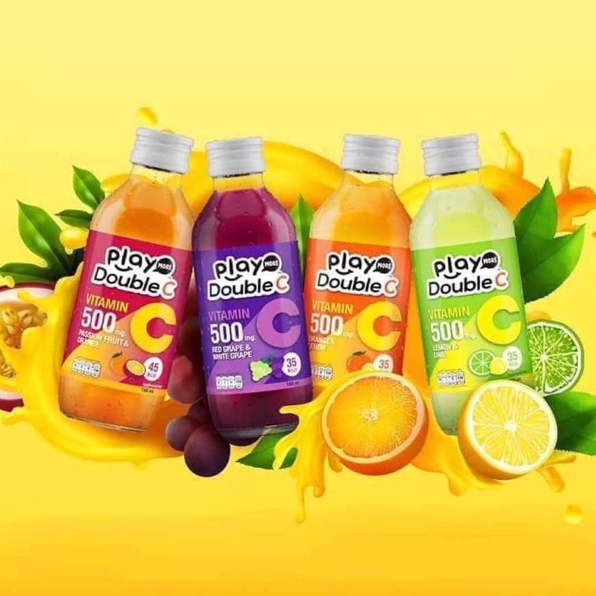 Nước Giải Khát Vị Cam Chanh Vàng/Nho Đỏ Nho Trắng/Chanh Dây/Chanh Xanh Chanh Vàng PlayMore Double C Chai 160ML