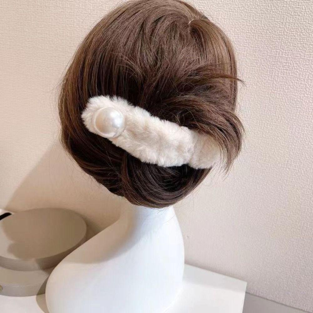 Kẹp Tóc Phủ Lông Tạo Kiểu Tóc Cỡ Lớn Thời Trang Thu Đông Dành Cho Bạn Nữ VANES1