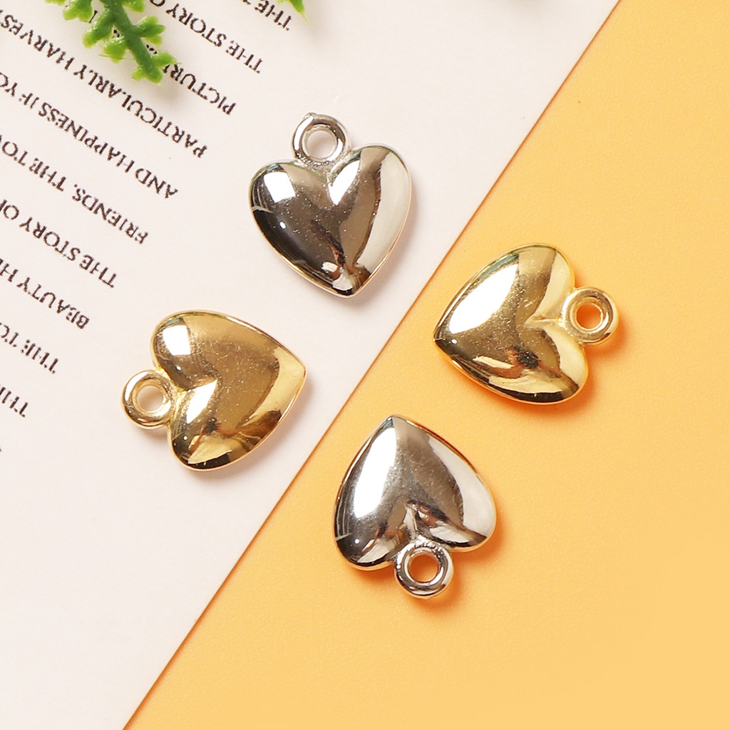 Hạt Charm Hình Trái Tim Bằng Acrylic Màu Sắc KC Gold / Rhodium Dùng Làm Trang Sức Diy